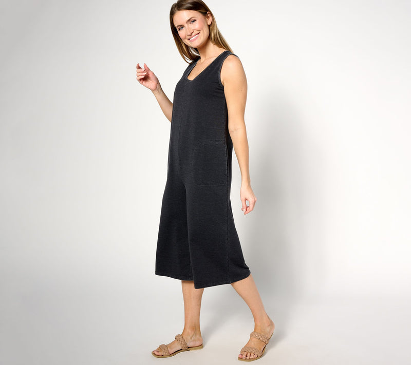AnyBody Lounge Regular Beach Wash French Terry Crop Jumpsuit — View 9