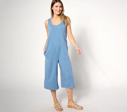AnyBody Lounge Regular Beach Wash French Terry Crop Jumpsuit