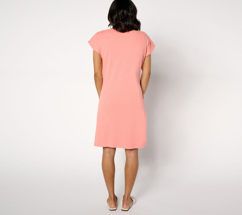Isaac Mizrahi Live! Regular Bridgehampton Slub Knit Tie Front Dress — View 8