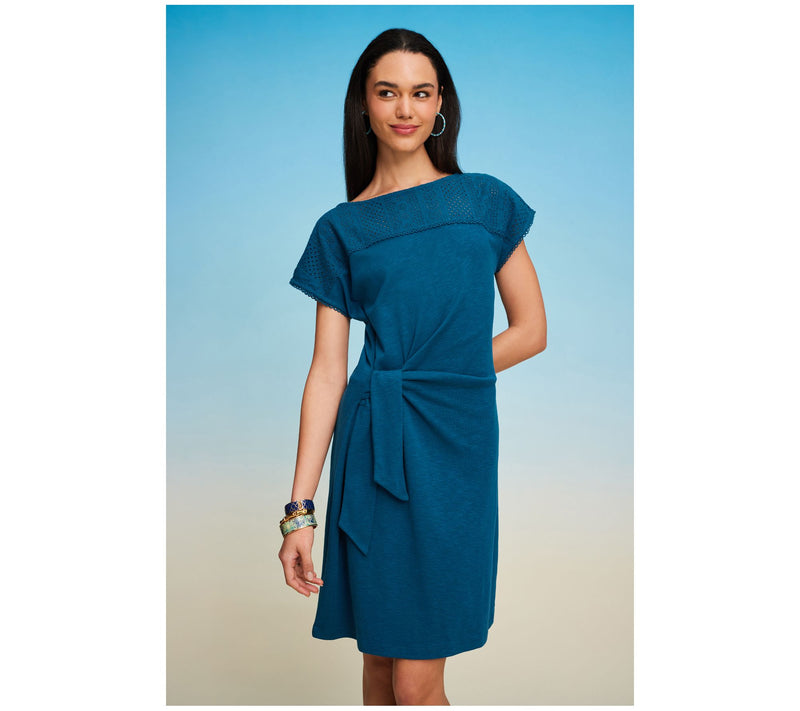 Isaac Mizrahi Live! Regular Bridgehampton Slub Knit Tie Front Dress — View 11