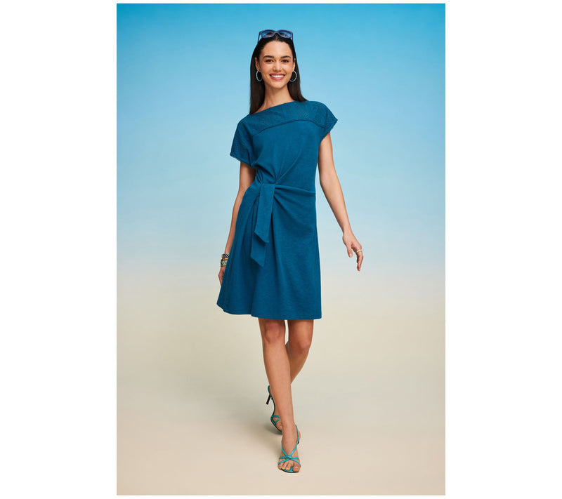 Isaac Mizrahi Live! Petite Bridgehampton Slub Knit Tie Front Dress — View 14