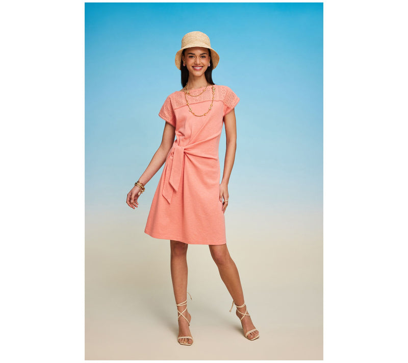 Isaac Mizrahi Live! Petite Bridgehampton Slub Knit Tie Front Dress — View 12
