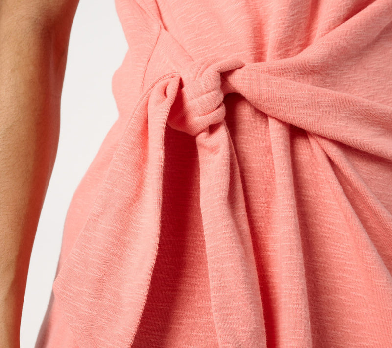 Isaac Mizrahi Live! Petite Bridgehampton Slub Knit Tie Front Dress — View 10