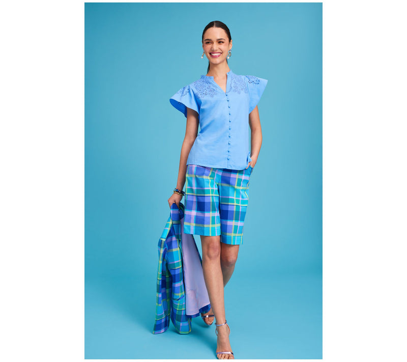 Isaac Mizrahi Live! Split Neckline Embroidered Blouse — View 11