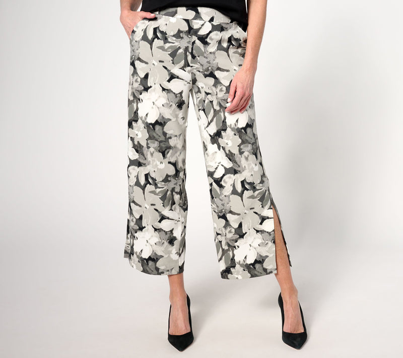 Isaac Mizrahi Live! Tall Printed Stretch Crepe Wide Leg Crop Pants — View 6