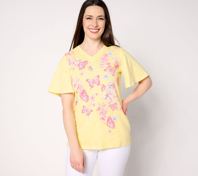 Quacker Factory All Flutter Short Sleeve Top — View 7