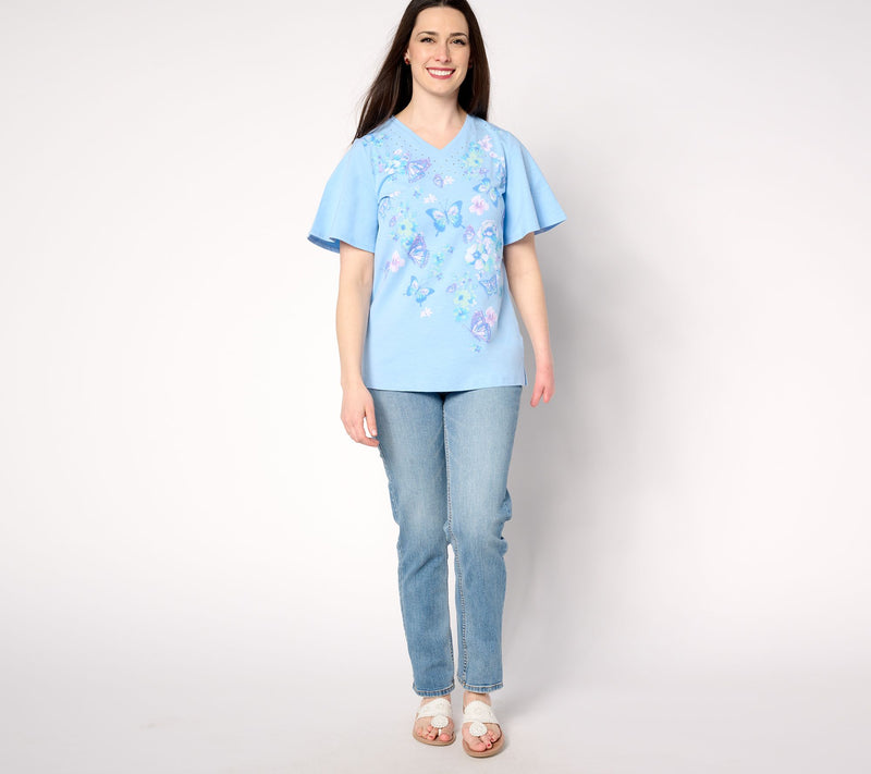 Quacker Factory All Flutter Short Sleeve Top — View 3