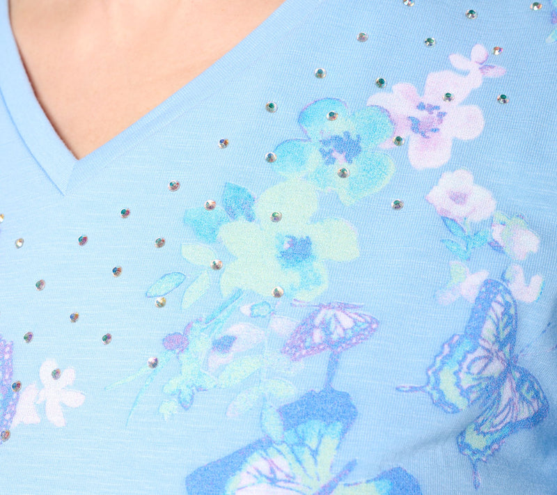 Quacker Factory All Flutter Short Sleeve Top — View 4