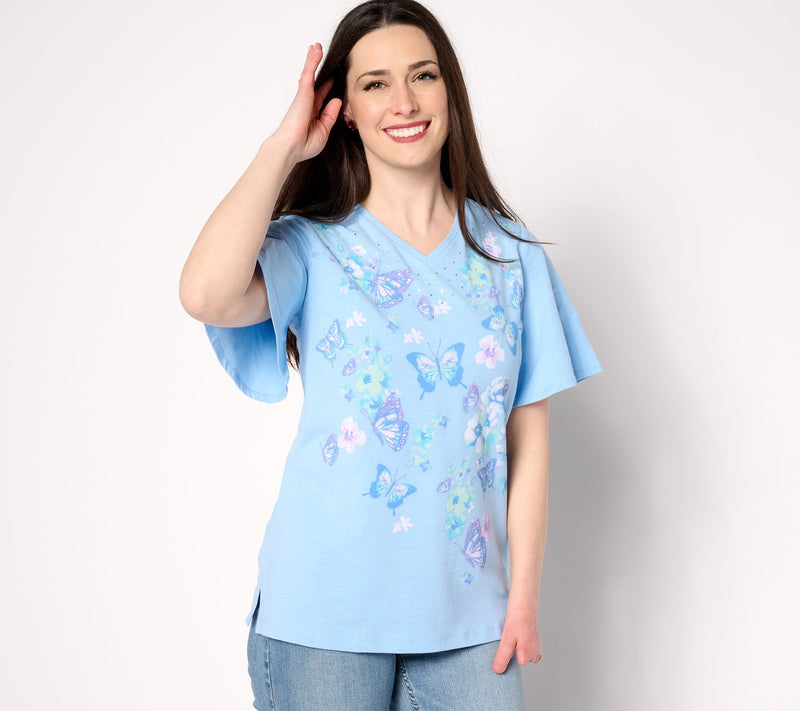 Quacker Factory All Flutter Short Sleeve Top — Main view