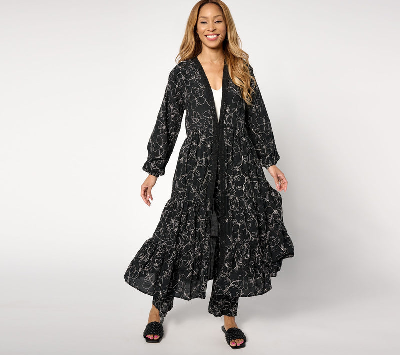 Isaac Mizrahi Live! Regular Bridgehampton Embroidered Gauze Duster — View 5
