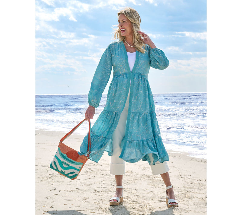 Isaac Mizrahi Live! Regular Bridgehampton Embroidered Gauze Duster — View 13
