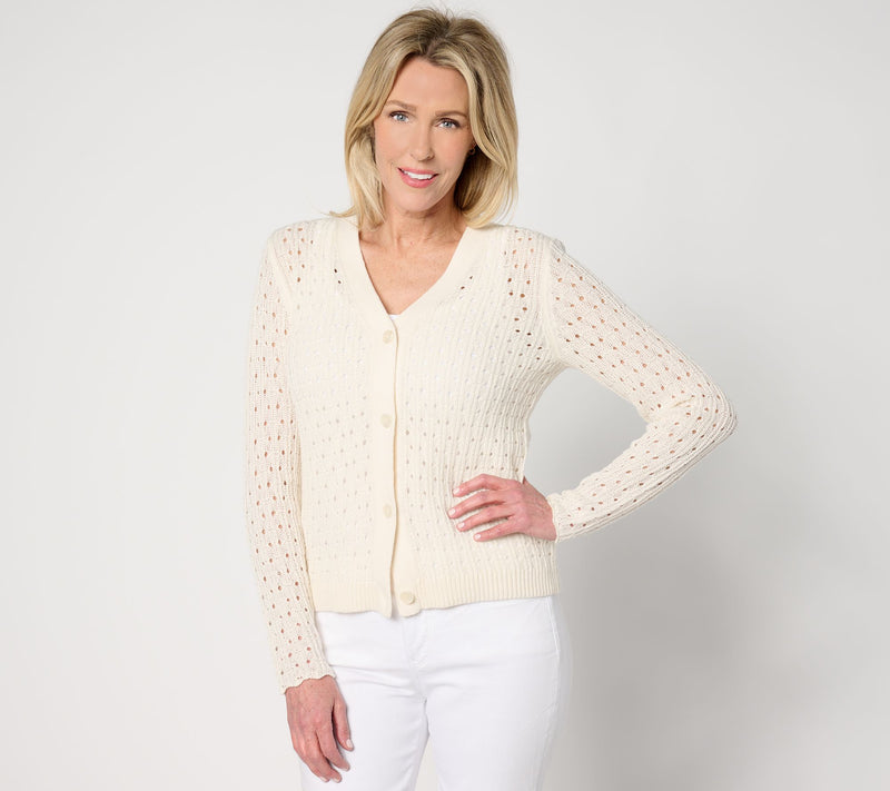 BEAUTIFUL by Lawrence Zarian Novelty Stitch Cardigan — View 7