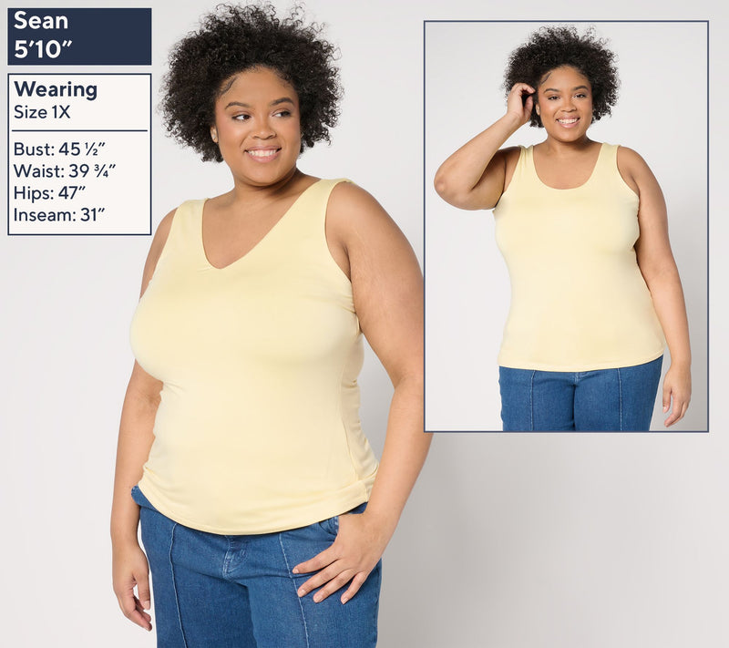 Joan Rivers Wardrobe Builders ButterSoft Dual Neckline Tank — View 13