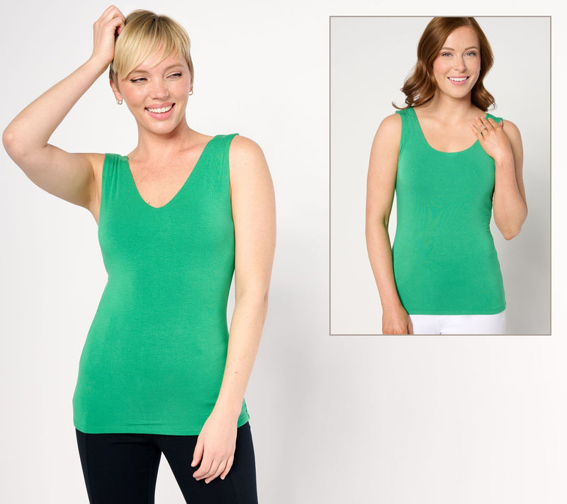 Joan Rivers Wardrobe Builders ButterSoft Dual Neckline Tank — View 4