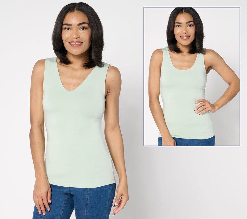 Joan Rivers Wardrobe Builders ButterSoft Dual Neckline Tank — View 12