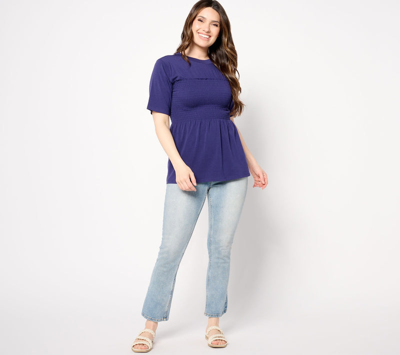 Studio Park x Vanessa Herring Ruched Peplum T-Shirt — View 4