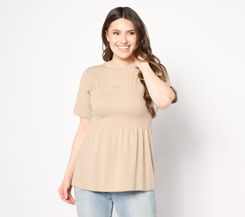 Studio Park x Vanessa Herring Ruched Peplum T-Shirt — View 8