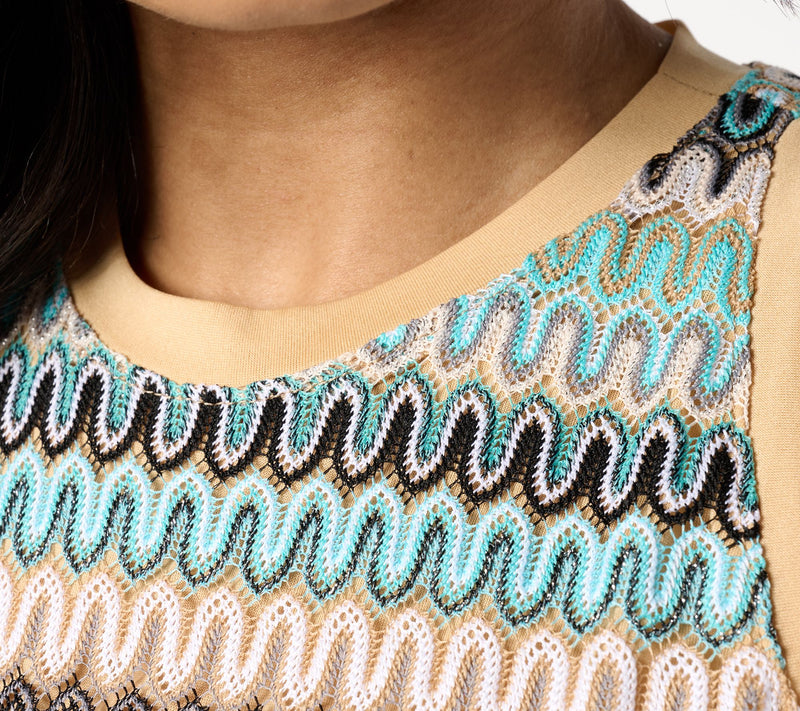 Studio Park x Vanessa Herring Textured Knit Vacation Dress with Fringe — View 6