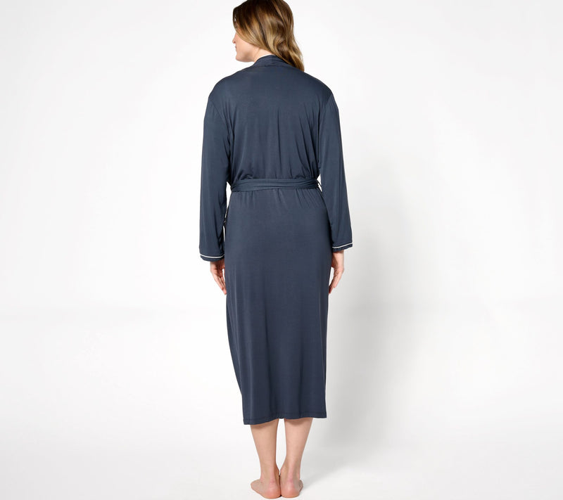 Barefoot Dreams Malibu Collection Soft Jersey Lounge Piped Long Robe — View 8