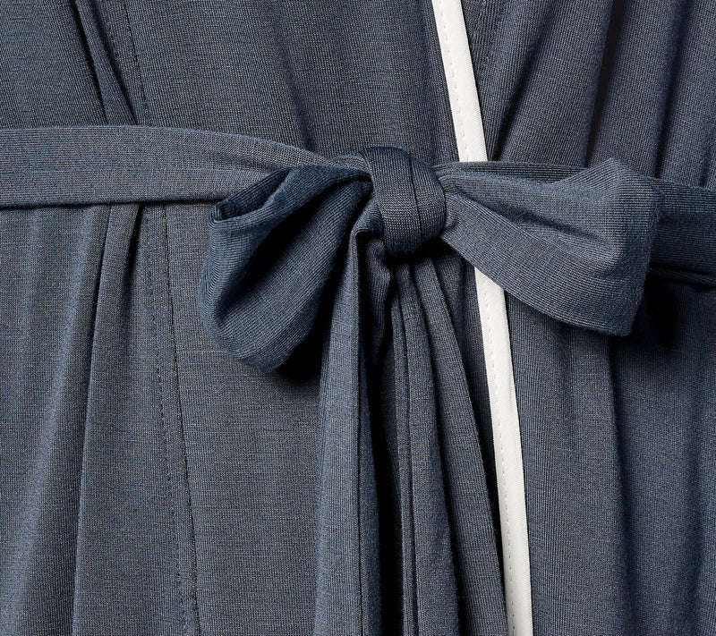 Barefoot Dreams Malibu Collection Soft Jersey Lounge Piped Long Robe — View 9