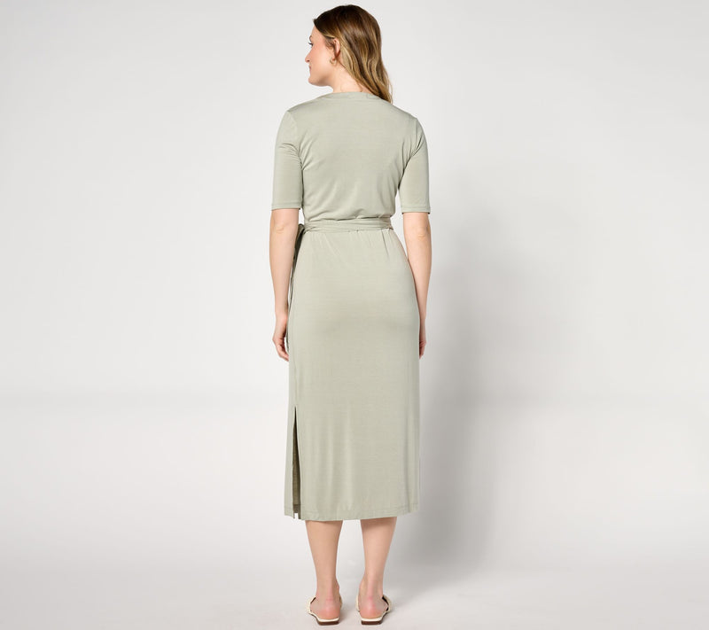 Barefoot Dreams Luxe Milk Jersey 3/4 Sleeve Wrap Dress — View 10