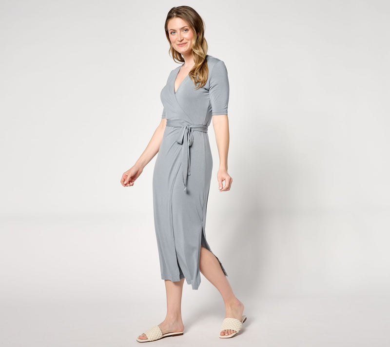 Barefoot Dreams Luxe Milk Jersey 3/4 Sleeve Wrap Dress — View 7