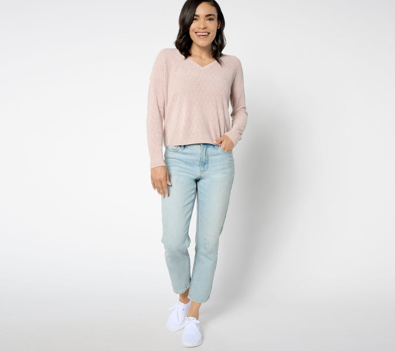 Barefoot Dreams CozyChic Ultra Lite Diamond Pointelle Pullover — View 11