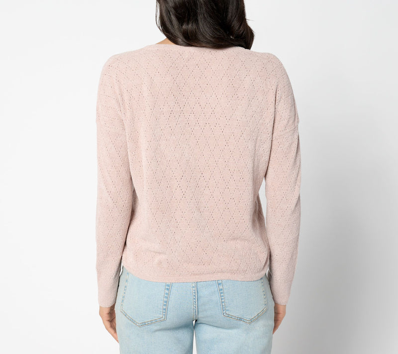 Barefoot Dreams CozyChic Ultra Lite Diamond Pointelle Pullover — View 10