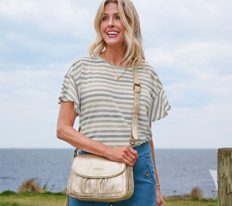 American Leather Co. Leather Crossbody with Two Straps — View 38