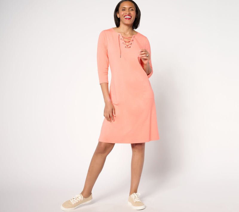 zuda Z-Knit 3/4-Sleeve Lace-Up Dress — View 7