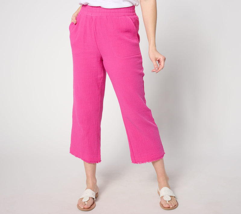 Belle Beach by Kim Gravel Regular Cotton Gauze Frayed Edge Pant — View 14