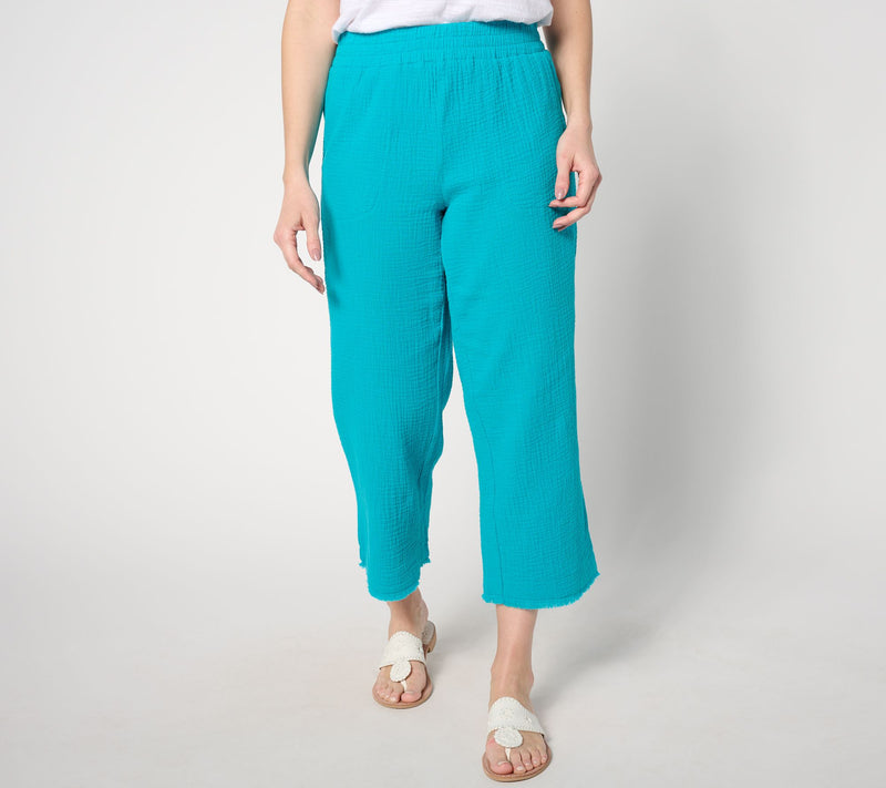 Belle Beach by Kim Gravel Regular Cotton Gauze Frayed Edge Pant — View 15