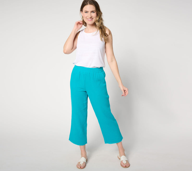 Belle Beach by Kim Gravel Regular Cotton Gauze Frayed Edge Pant — View 5