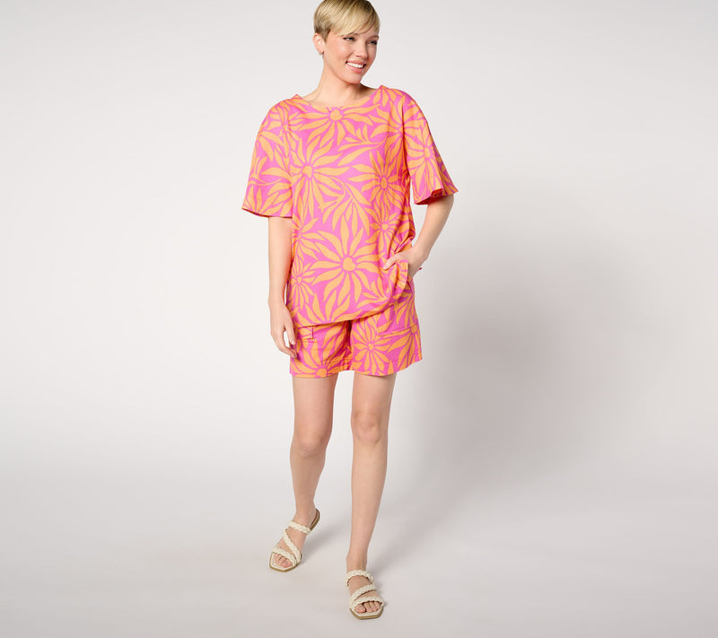 Belle Beach by Kim Gravel Cabana Knit Good Vibrations Cuffed Short — View 13