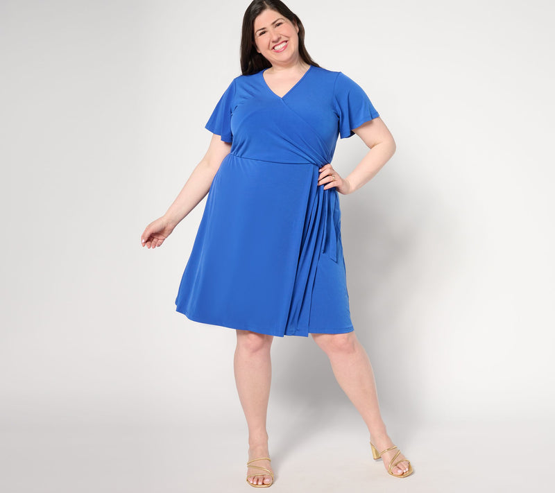 Susan Graver Regular Liquid Knit Faux Wrap Dress — View 13