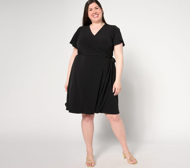 Susan Graver Petite Liquid Knit Faux Wrap Dress — View 13