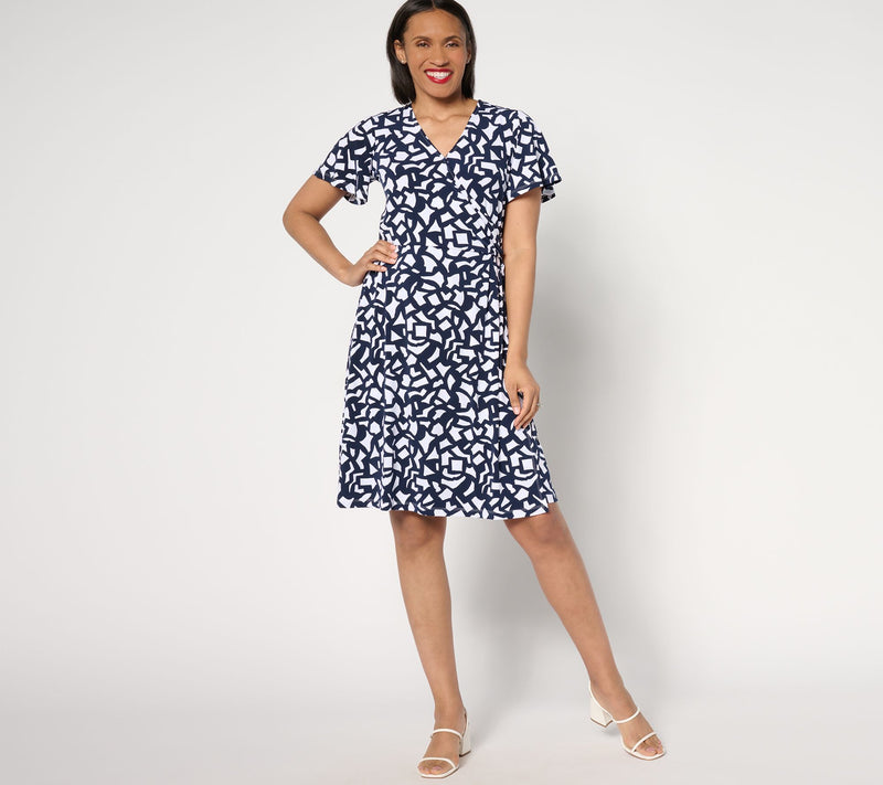 Susan Graver Petite Liquid Knit Faux Wrap Dress — View 9