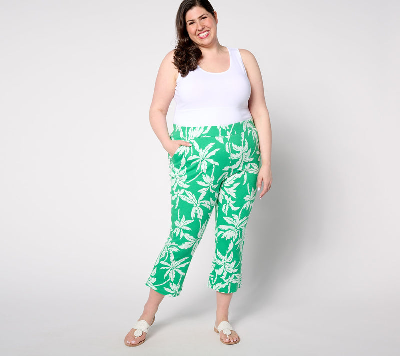 Belle by Kim Gravel Regular Perfect Pique Graphic Palm Flare Crop Pant — View 13