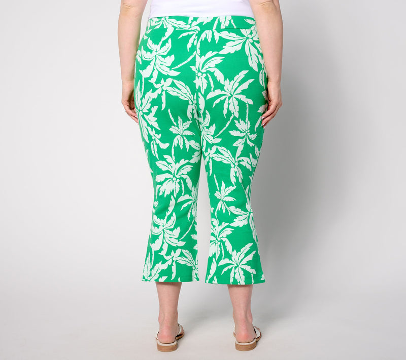 Belle by Kim Gravel Regular Perfect Pique Graphic Palm Flare Crop Pant — View 12