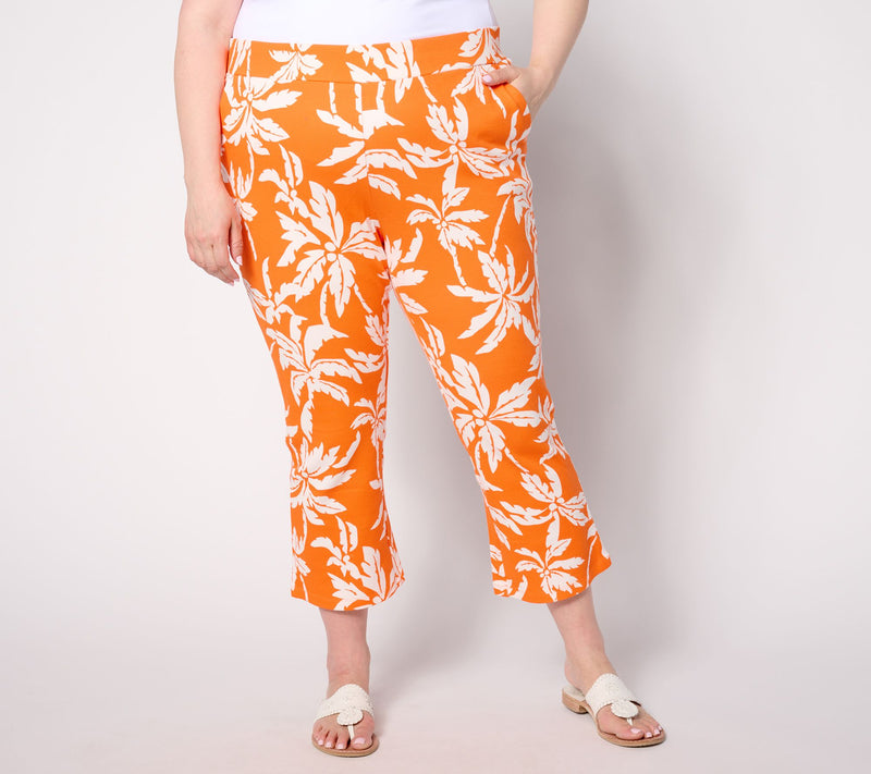 Belle by Kim Gravel Regular Perfect Pique Graphic Palm Flare Crop Pant — View 9