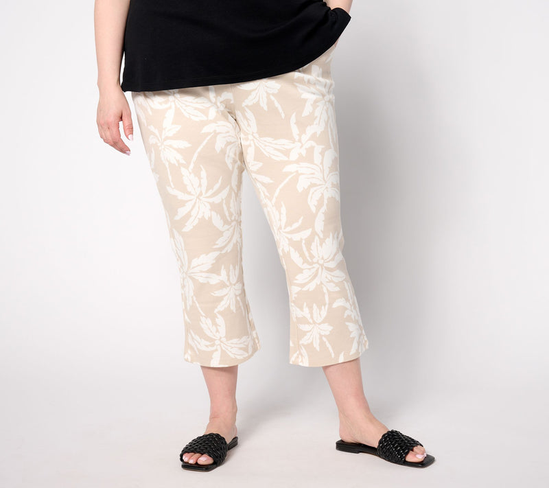 Belle by Kim Gravel Regular Perfect Pique Graphic Palm Flare Crop Pant — View 5