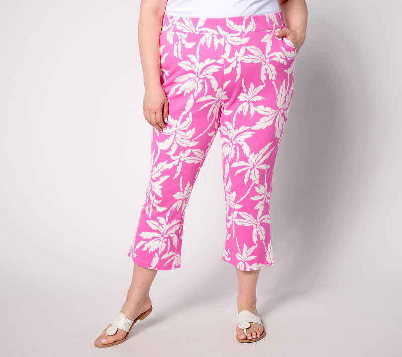 Belle by Kim Gravel Regular Perfect Pique Graphic Palm Flare Crop Pant — View 3