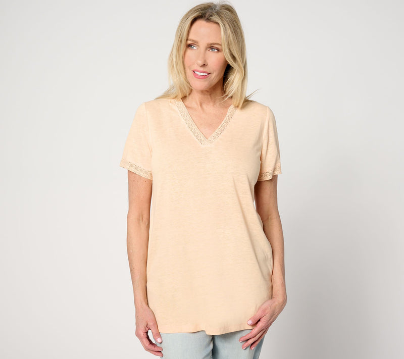 BEAUTIFUL by Lawrence Zarian The Kathy V-Neck Crochet Trim Tunic — View 10