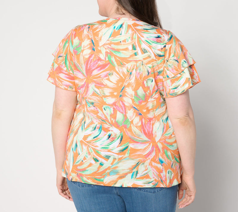 Belle by Kim Gravel Slub Knit Paradise Found Flutter Top — View 2