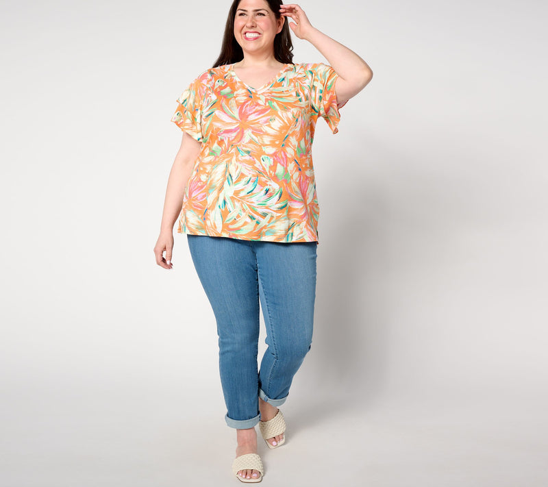 Belle by Kim Gravel Slub Knit Paradise Found Flutter Top — View 3