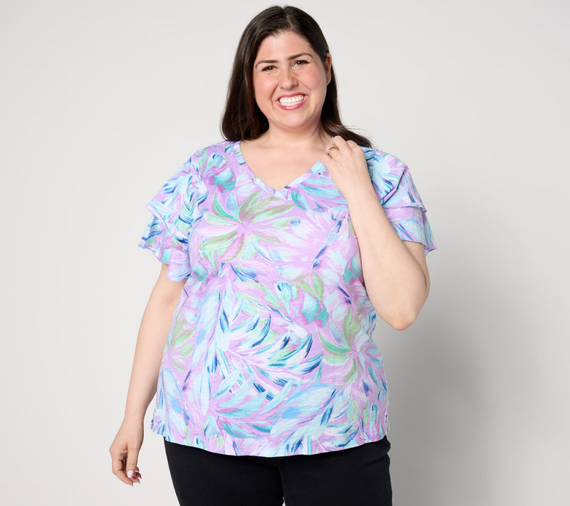 Belle by Kim Gravel Slub Knit Paradise Found Flutter Top — View 12