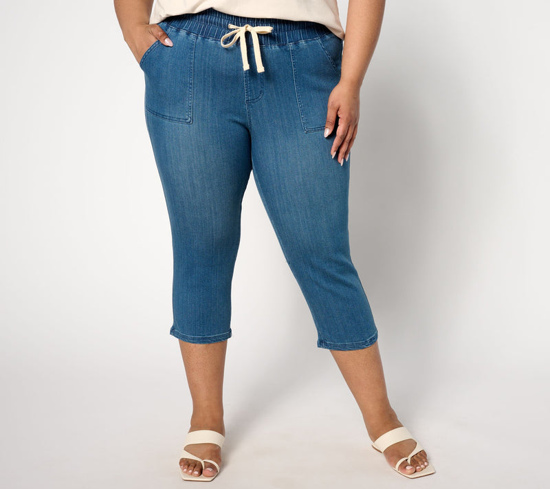 Belle by_Kim Gravel Petite Primabelle Denim Utility Capri — View 3