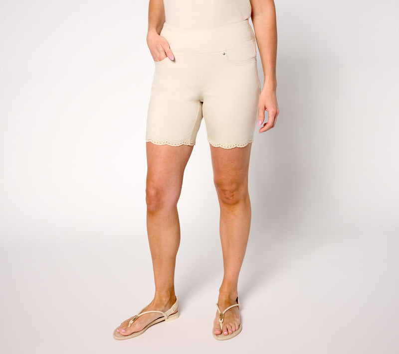 Belle by KIm Gravel TripleLuxe Twill Eyelet Scallop 8"Short — View 2