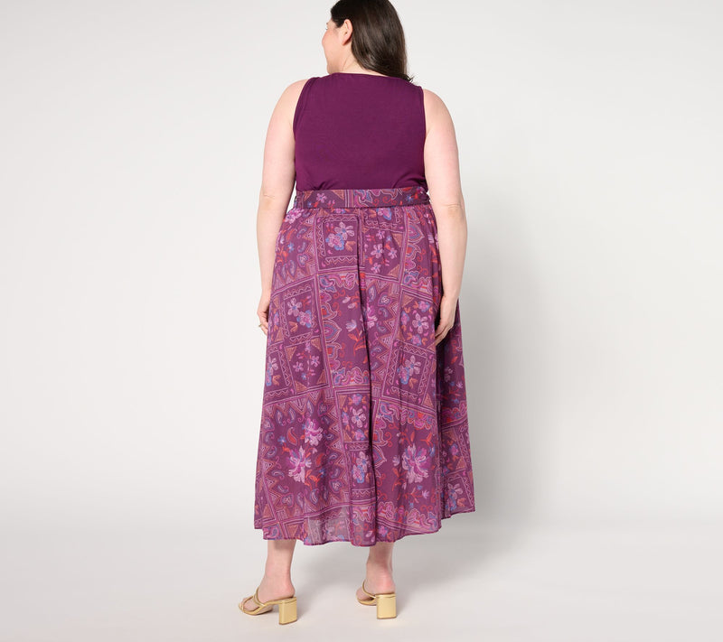 BEAUTIFUL by Lawrence Zarian Petite Printed Faux Wrap Midi Skirt — View 2