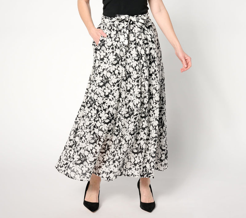BEAUTIFUL by Lawrence Zarian Petite Printed Faux Wrap Midi Skirt — View 10